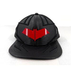 Batman Faux Leather Black Snapback Hat One Size Black Hed